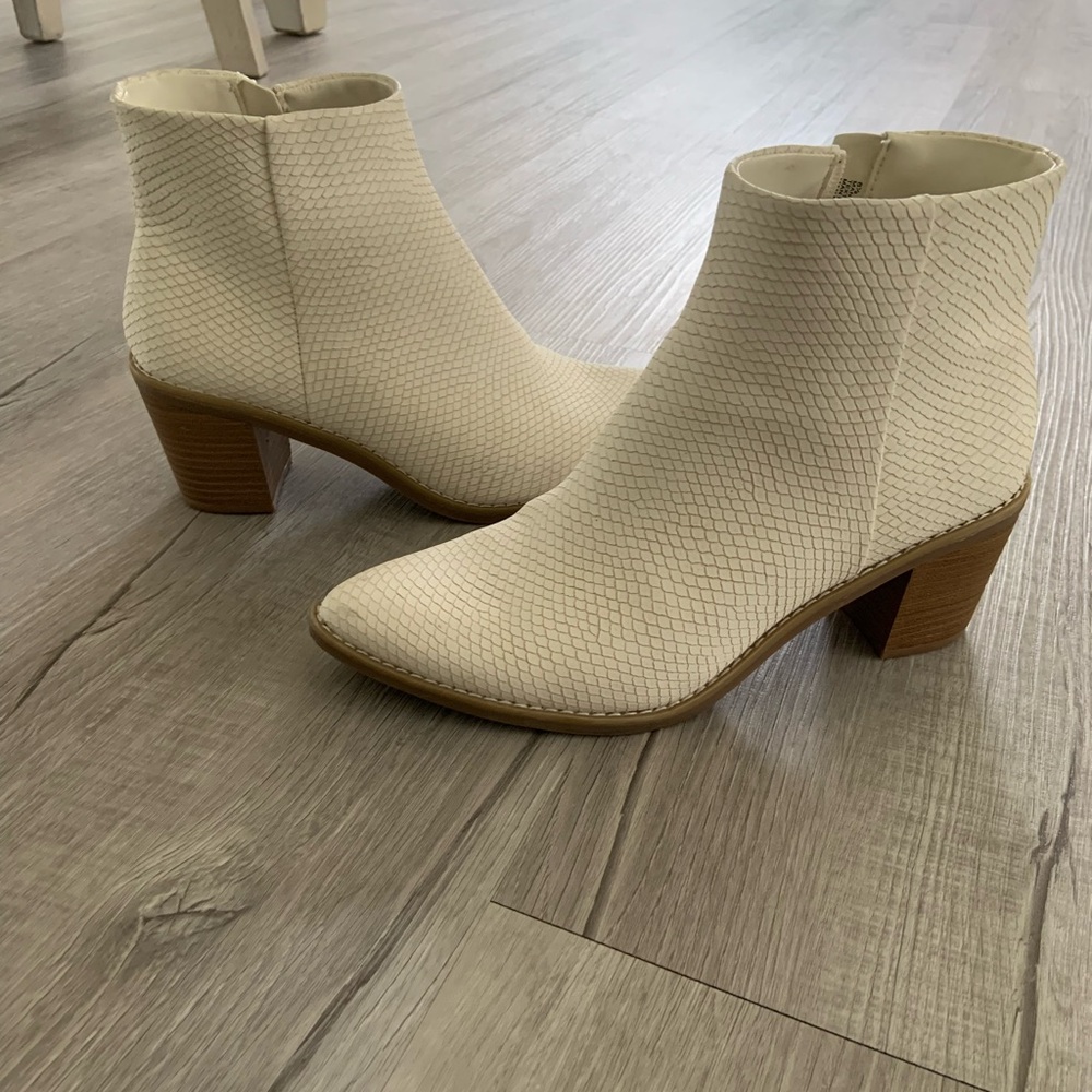 Off white snake skin booties